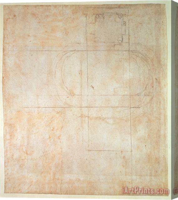 Michelangelo Buonarroti Architectural Drawing Pencil on Paper Stretched Canvas Painting / Canvas Art