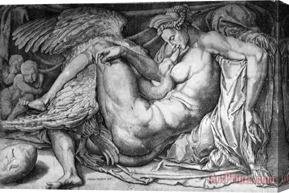 Michelangelo Buonarroti Leda Engraved by Jacobus Bos Boss Or Bossius Born Circa 1520 Stretched Canvas Painting / Canvas Art