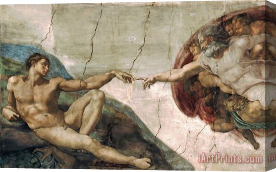 Michelangelo Buonarroti Michelangelo Creation of Adam Art Poster Print Stretched Canvas Painting / Canvas Art