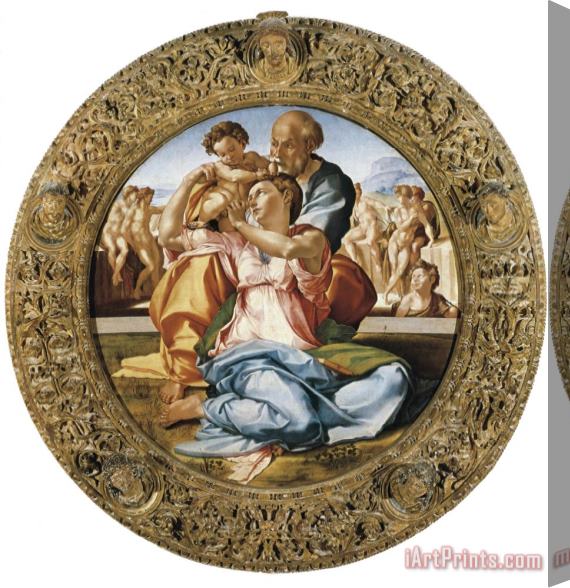 Michelangelo Buonarroti Michelangelo The Holy Family with St Stretched Canvas Print / Canvas Art
