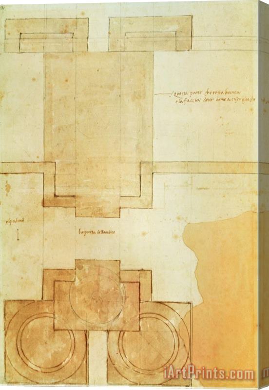 Michelangelo Buonarroti Plan of The Drum of The Cupola of The Church of St Peter's Basilica Stretched Canvas Print / Canvas Art