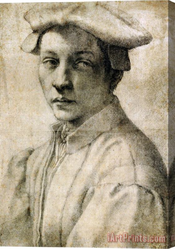 Michelangelo Buonarroti Portrait of Andrea Quaratesi Around 1532 Black Chalk on Paper Stretched Canvas Painting / Canvas Art
