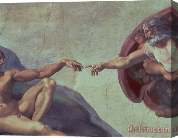 Michelangelo Buonarroti Sistine Chapel Ceiling Creation of Adam Detail of The Outstretched Arms 1510 Stretched Canvas Painting / Canvas Art