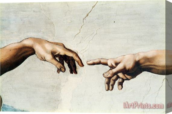Michelangelo Buonarroti The Creation of Adam Detail of God's And Adam's Hands From The Sistine Ceiling Stretched Canvas Painting / Canvas Art