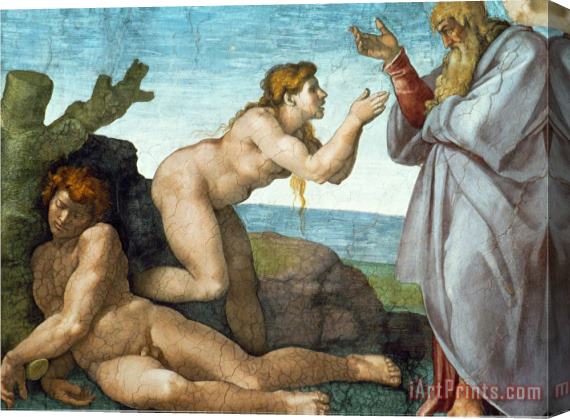 Michelangelo Buonarroti The Sistine Chapel Ceiling Frescos After Restoration The Creation of Eve Stretched Canvas Print / Canvas Art