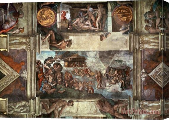 Michelangelo Buonarroti The Sistine Chapel Noah's Drunkenness The Flood Stretched Canvas Painting / Canvas Art