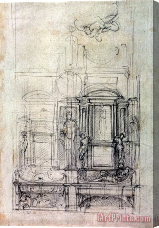 Michelangelo Buonarroti W 26r Design for The Medici Chapel in The Church of San Lorenzo Florence Charcoal Stretched Canvas Painting / Canvas Art