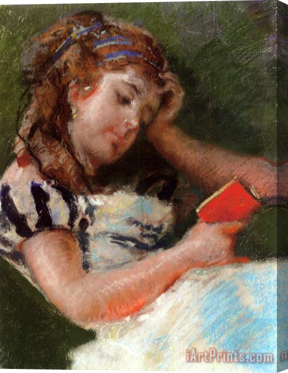 Mose Bianchi A Young Girl Reading Stretched Canvas Print / Canvas Art
