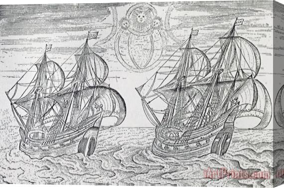 Netherlandish School Arctic Phenomena From Gerrit De Veer's Description Of His Voyages Amsterdam 1600 Stretched Canvas Print / Canvas Art
