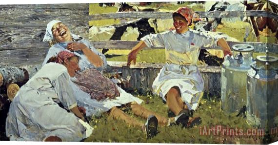 Nicolai Baskakov Milkmaids, Novella Stretched Canvas Painting / Canvas Art