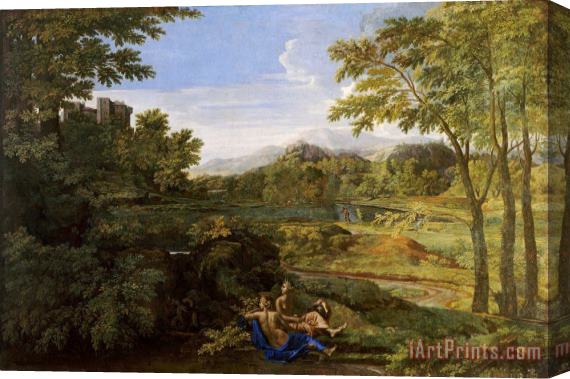 Nicolas Poussin Paysage Avec Deux Nymphes Et Un Serpent Stretched Canvas Print / Canvas Art