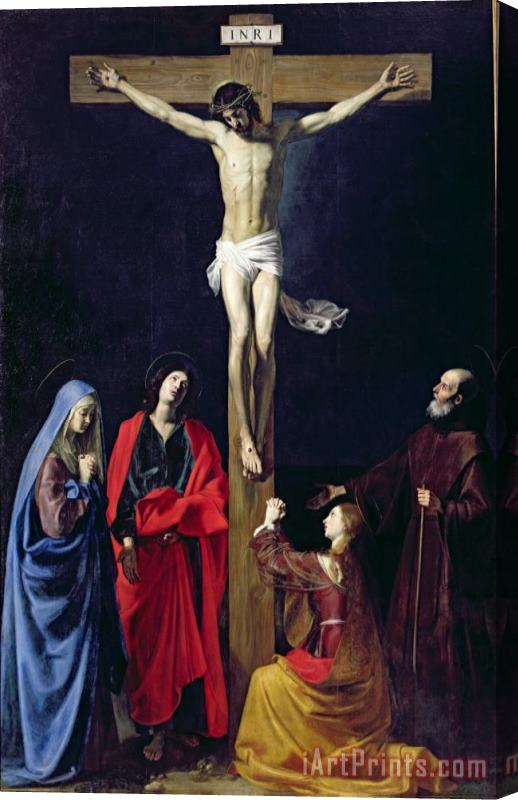 Nicolas Tournier Christ on the Cross with the Virgin Mary Magdalene St John and St Francis of Paola Stretched Canvas Print / Canvas Art