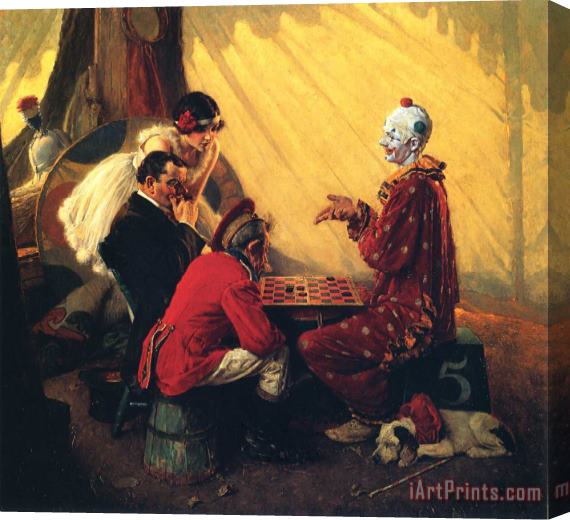 Norman Rockwell Checkers Stretched Canvas Print / Canvas Art