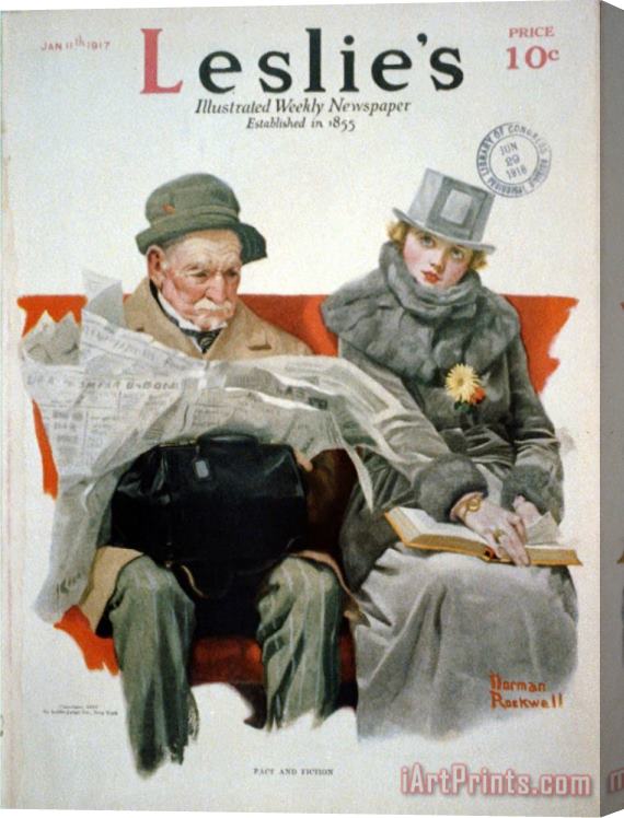 Norman Rockwell Fact And Fiction 1917 Stretched Canvas Print / Canvas Art