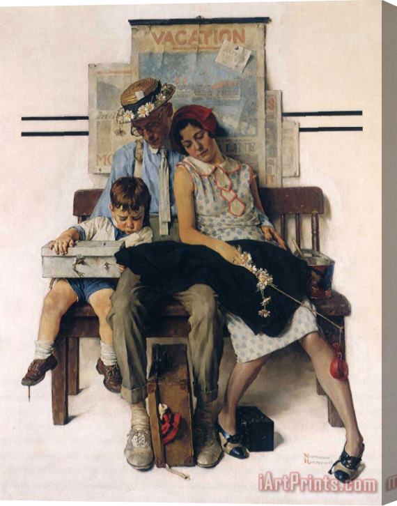 Norman Rockwell Family Home From Vacation Stretched Canvas Print / Canvas Art