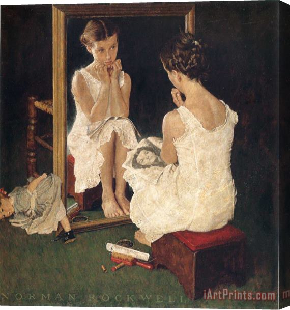 Norman Rockwell Girl at Mirror 1954 Stretched Canvas Print / Canvas Art