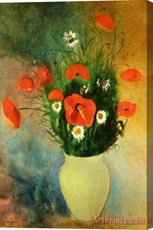 Odilon Redon Poppies And Daisies Stretched Canvas Print / Canvas Art