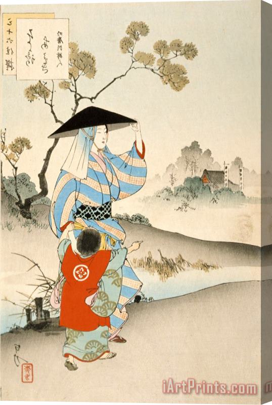 Ogata Gekko Woman And Child Stretched Canvas Print / Canvas Art