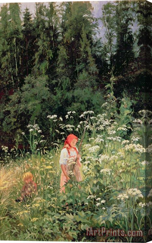 Olga Antonova Lagoda Shishkina Girl among the wild flowers Stretched Canvas Print / Canvas Art