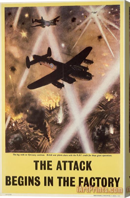 Others Attack Begins In Factory Propaganda Poster From World War II Stretched Canvas Painting / Canvas Art