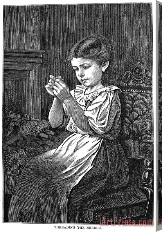 Others Girl Sewing, 1873 Stretched Canvas Print / Canvas Art
