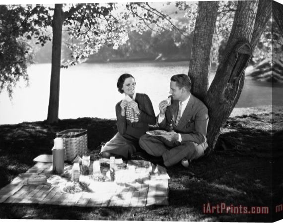 Others Silent Film Still: Picnic Stretched Canvas Print / Canvas Art