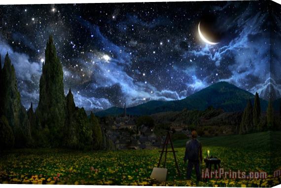 Others Starry Night Stretched Canvas Print / Canvas Art