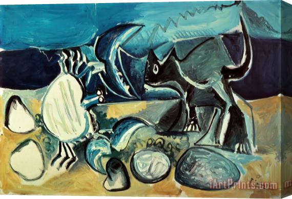 Pablo Picasso Cat And Crab on The Beach 1965 Stretched Canvas Painting / Canvas Art