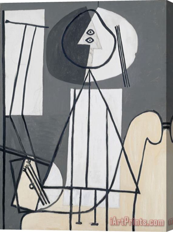 Pablo Picasso Femme a La Palette Et Au Chevalet (woman with Palette And Easel) Stretched Canvas Print / Canvas Art