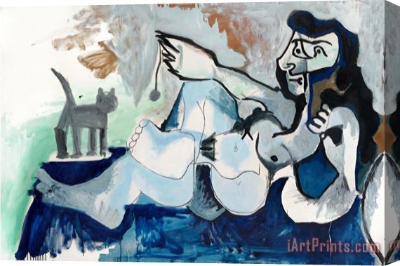 Pablo Picasso Femme Nue Couchee Jouant Avec Un Chat, 1964 Stretched Canvas Print / Canvas Art