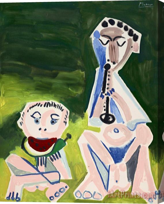 Pablo Picasso Joueur De Flute Et Mangeur De Pasteque Stretched Canvas Print / Canvas Art