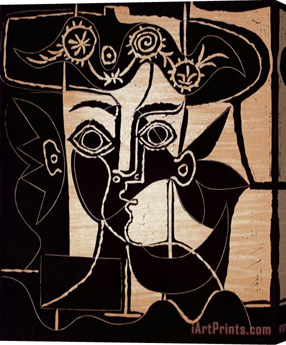 Pablo Picasso Large Woman's Head with Decorated Hat Stretched Canvas Painting / Canvas Art