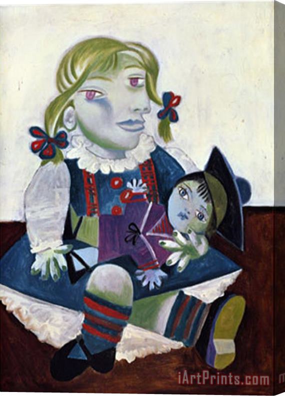 Pablo Picasso Portrait of Maya with Her Doll C 1938 Stretched Canvas Print / Canvas Art