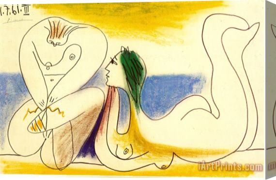 Pablo Picasso Sur La Plage 1961 Stretched Canvas Painting / Canvas Art