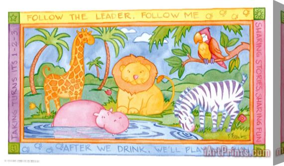 Paul Brent Jungle Panel I Sharing Fun Stretched Canvas Painting / Canvas Art