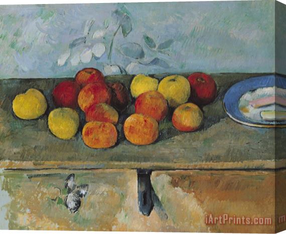 Paul Cezanne Still life of apples and biscuits Stretched Canvas Print / Canvas Art