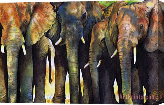 Paul Dene Marlor Elephant Herd Stretched Canvas Painting / Canvas Art
