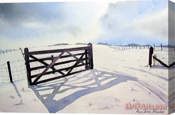 Paul Dene Marlor Winter Scene with Gate Stretched Canvas Print / Canvas Art