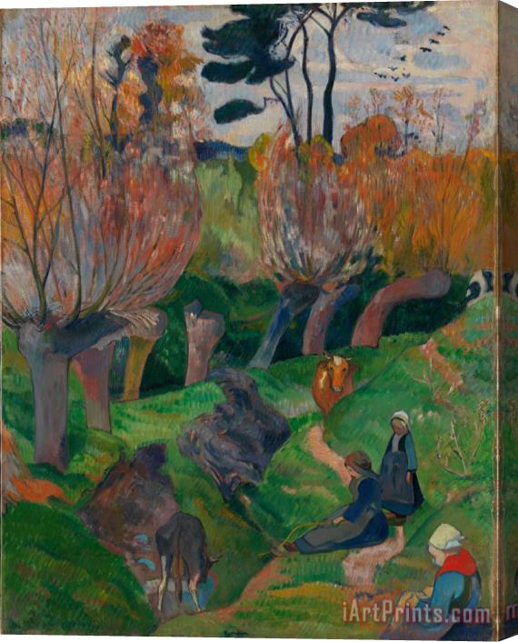 Paul Gauguin Bretagnelandskap Med Kuer Stretched Canvas Painting / Canvas Art
