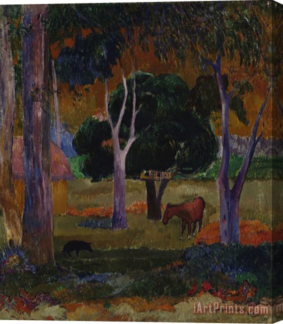 Paul Gauguin Landscape with a Pig And a Horse (hiva Oa) Stretched Canvas Painting / Canvas Art