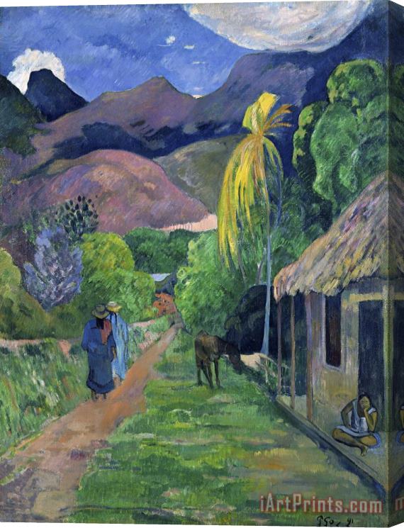 Paul Gauguin Street in Tahiti Stretched Canvas Print / Canvas Art