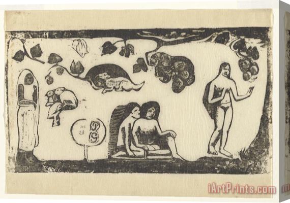 Paul Gauguin Women, Animals, And Foliage Stretched Canvas Print / Canvas Art