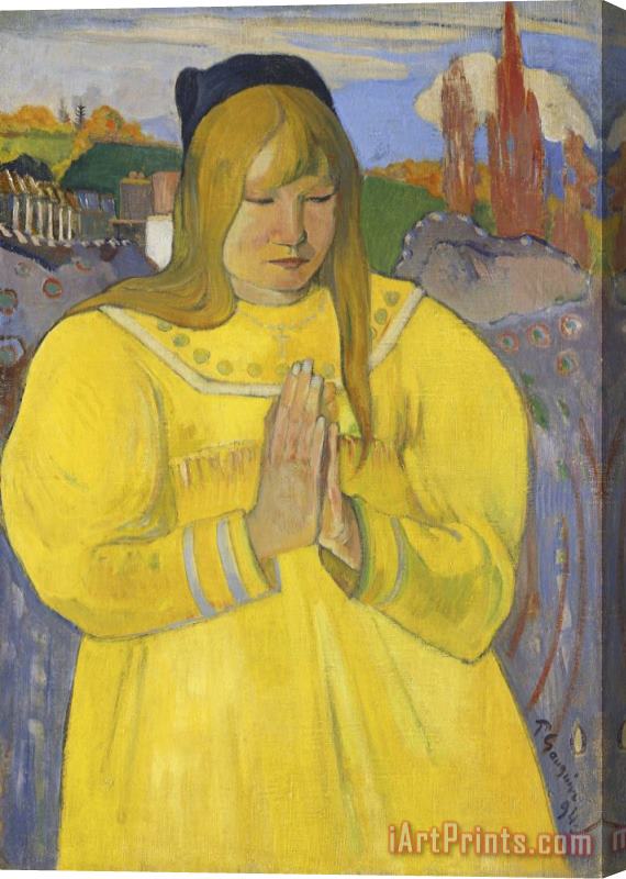 Paul Gauguin Young Christian Girl (bretonne En Priere) Stretched Canvas Print / Canvas Art