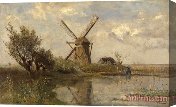 Paul Joseph Constantin Gabriel Windmill on a Pond Stretched Canvas Print / Canvas Art