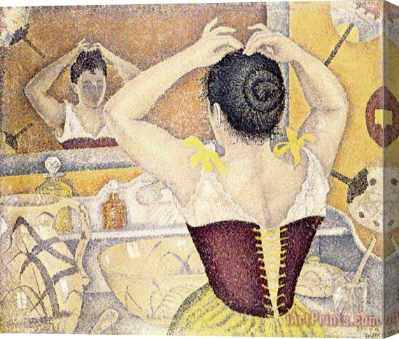 Paul Signac Woman at Her Toilette Wearing a Purple Corset Stretched Canvas Print / Canvas Art