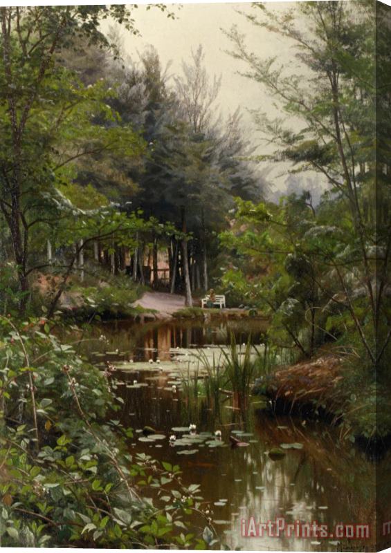 Peder Mork Monsted A Lady Reading by a Lake Stretched Canvas Print / Canvas Art