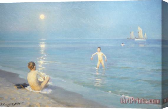 Peder Severin Kroyer Boys On The Seashore In A Summer Night At Skagen 1899 Stretched Canvas Print / Canvas Art