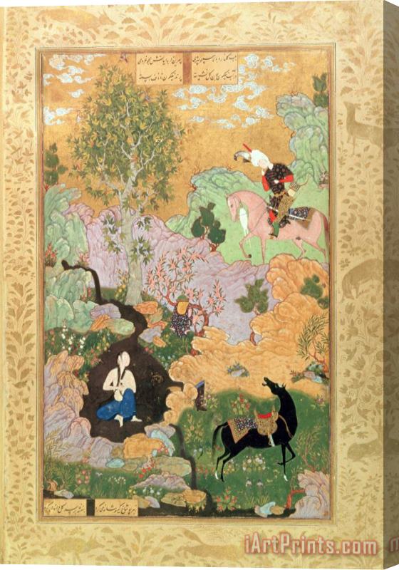 Persian School Khusrau sees Shirin bathing in a stream Stretched Canvas Print / Canvas Art
