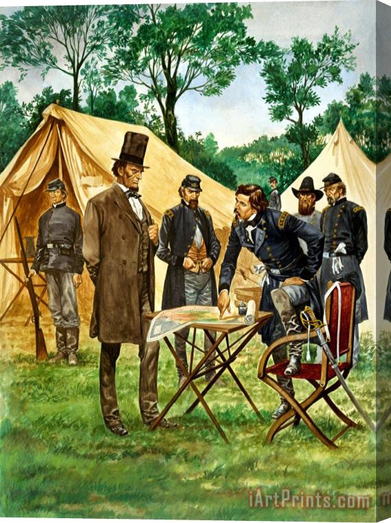 Peter Jackson Abraham Lincoln plans his campaign during the American Civil War Stretched Canvas Print / Canvas Art