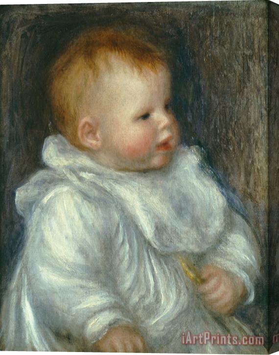 Pierre Auguste Renoir A Portrait of Coco Against a Blue Background Stretched Canvas Print / Canvas Art